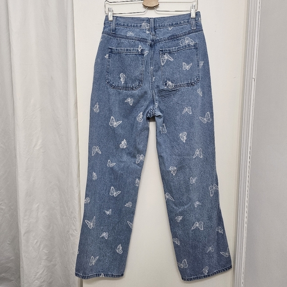 Simple Society Jeans Womens 9/29 Boho Festival Baggy Butterfly Wide Leg Skater - Picture 4 of 9